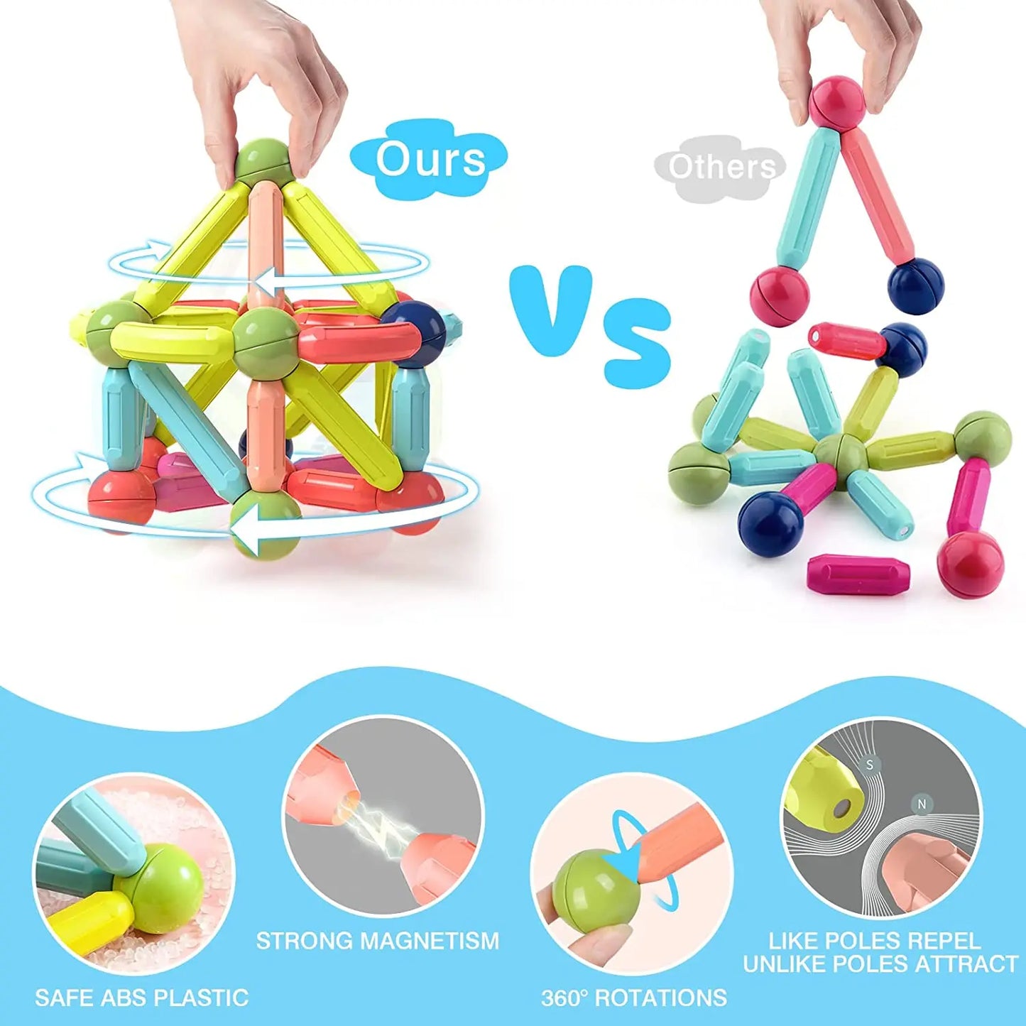STEM Magnetic Building Sticks – Creative Building Toy for Kids (42 and 78 Pieces)