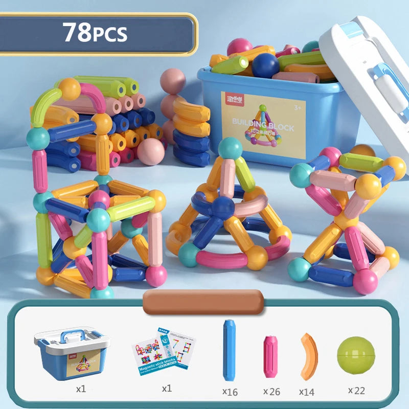 STEM Magnetic Building Sticks – Creative Building Toy for Kids (42 and 78 Pieces)